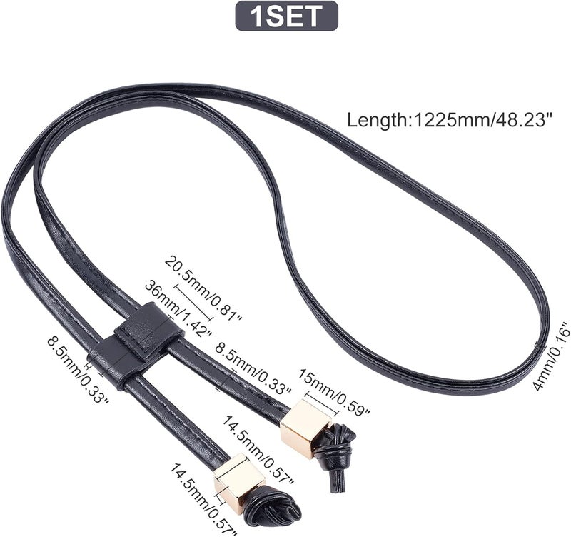 klarako PU Leather Bag Drawstring, 48 inch/122cm Pull String Strap for Bucket Bag Slide String Keeper Detachable Drawstring Bunches Pocket Accessories for Satchel Boho Bag Crossbody Bag (Black) - Image 5