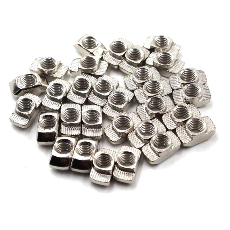 YBW 100 Pcs 4545 Series M8 T Nuts, T Slot Nut Hammer Head Fastener Nut, Nickel Plated Carbon Steel Nut for Aluminum Profile (4545 Series M8) - Image 3