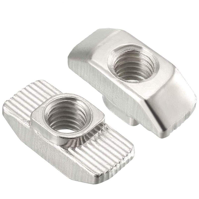 YBW 100 Pcs 4545 Series M8 T Nuts, T Slot Nut Hammer Head Fastener Nut, Nickel Plated Carbon Steel Nut for Aluminum Profile (4545 Series M8) - Image 1