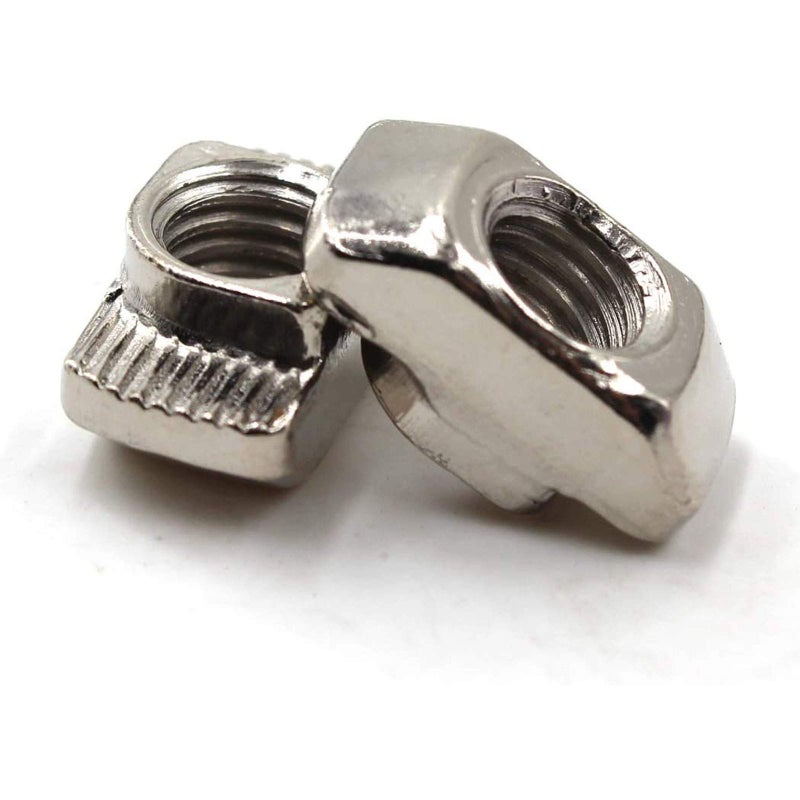 YBW 100 Pcs 4545 Series M8 T Nuts, T Slot Nut Hammer Head Fastener Nut, Nickel Plated Carbon Steel Nut for Aluminum Profile (4545 Series M8) - Image 4