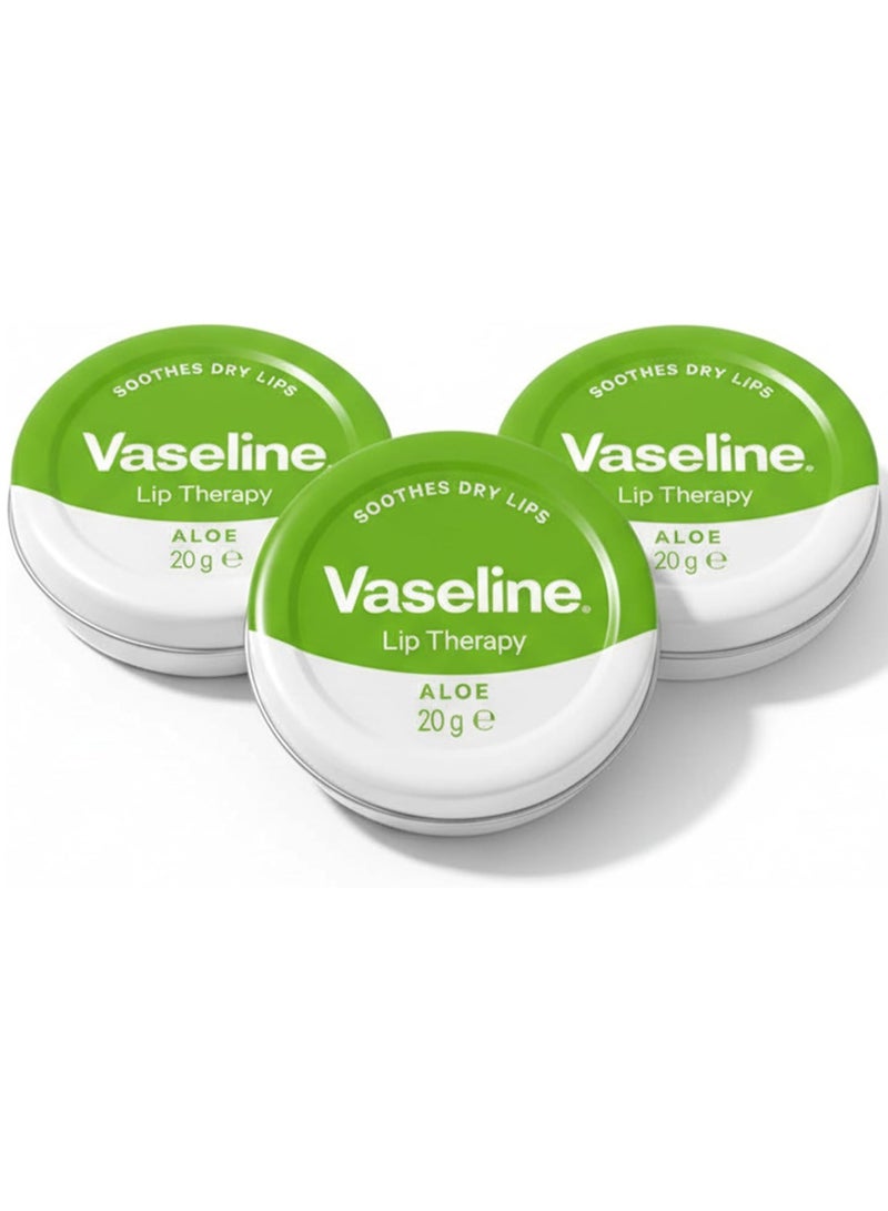 فازلين ليب ثيرابي بالألوة – عبوة 3 × 20 جم | ترطيب وتهدئة الشفاه الجافة - Image 1