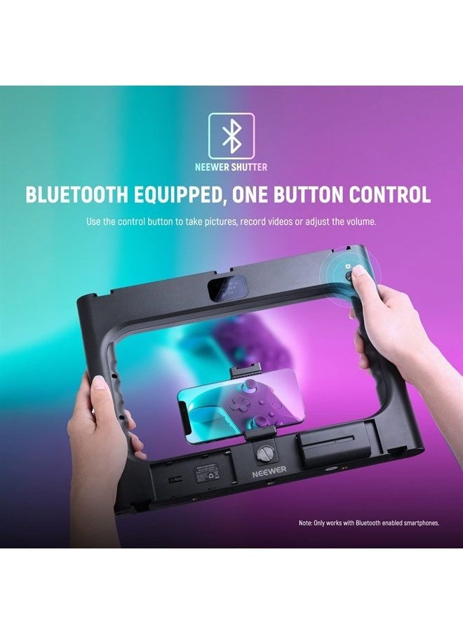 Neewer - NEEWER RGB-A111 II Smartphone Video Rig with Light Kit, Support Vertical Shoot, Handheld Phone Camera Cage Stabilizer with Cold Shoes/Shutter/Battery, 17 Scenes RGB Ring Light 2500K-10000K CRI97+ - Image 1