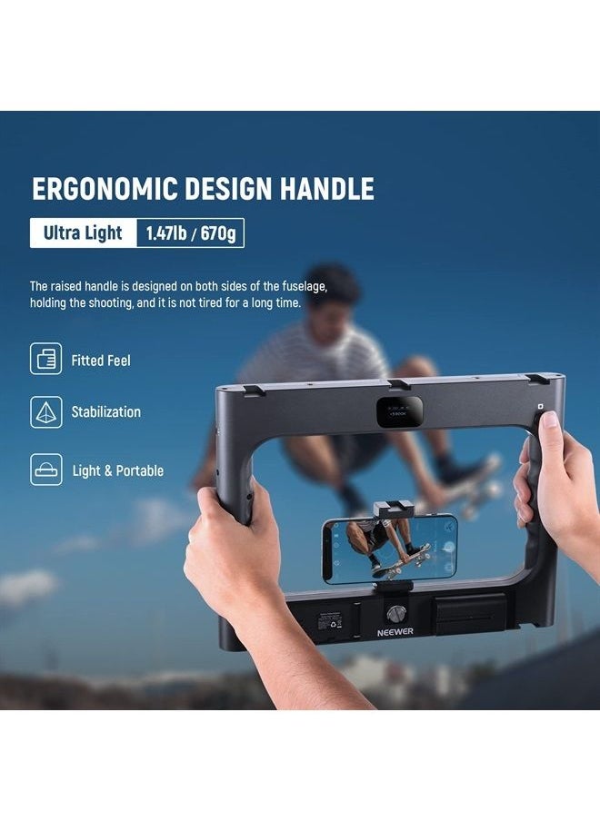 Neewer - NEEWER RGB-A111 II Smartphone Video Rig with Light Kit, Support Vertical Shoot, Handheld Phone Camera Cage Stabilizer with Cold Shoes/Shutter/Battery, 17 Scenes RGB Ring Light 2500K-10000K CRI97+ - Image 1
