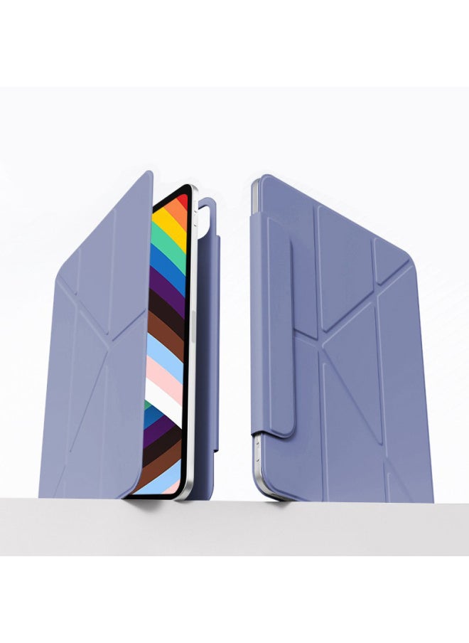 For IPadAir6/5 Protective Cover 2024 Apple Pro11 Magnetic Buckle 13 Inches 3 Y Folding Horizontal And Vertical-color:Lavender-magnetic 2Y Fold (double-sided Clip With Buckle)-Applicable Models:Pro 7-13inch (M4)  - Image 1
