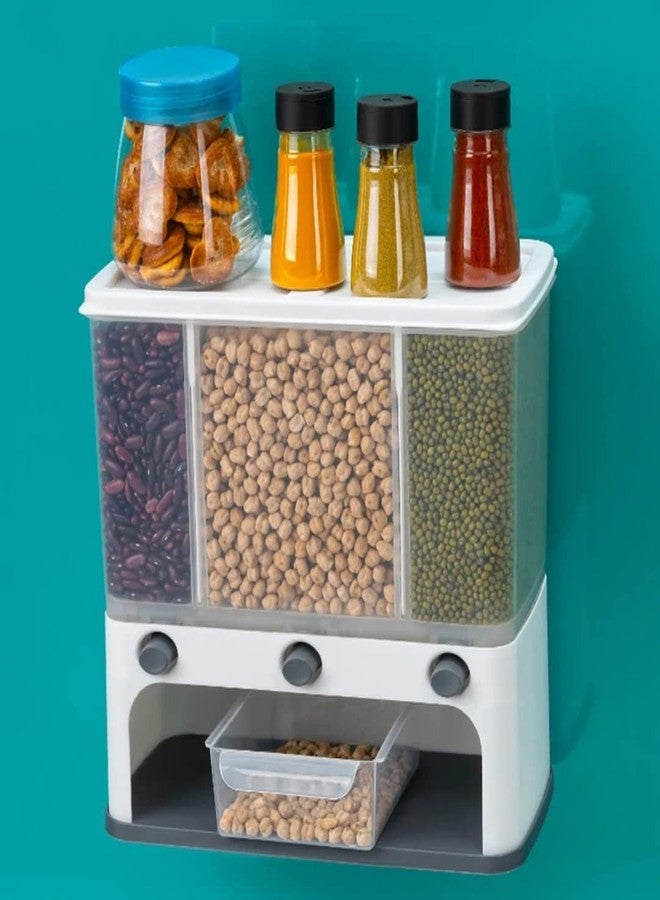 ViberDeal Easy Flow Cereal Dispenser for Kitchen 3 in 1 Push Button Wall Mount Container, Save Space on Kitchen Counter, Cupboard, Kitchen Storage Containers Air Tight, Transparent, Wall Mount - Image 4