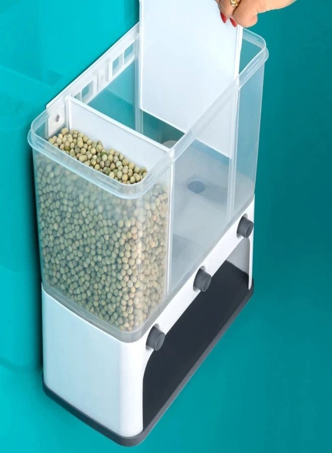 ViberDeal Easy Flow Cereal Dispenser for Kitchen 3 in 1 Push Button Wall Mount Container, Save Space on Kitchen Counter, Cupboard, Kitchen Storage Containers Air Tight, Transparent, Wall Mount - Image 3