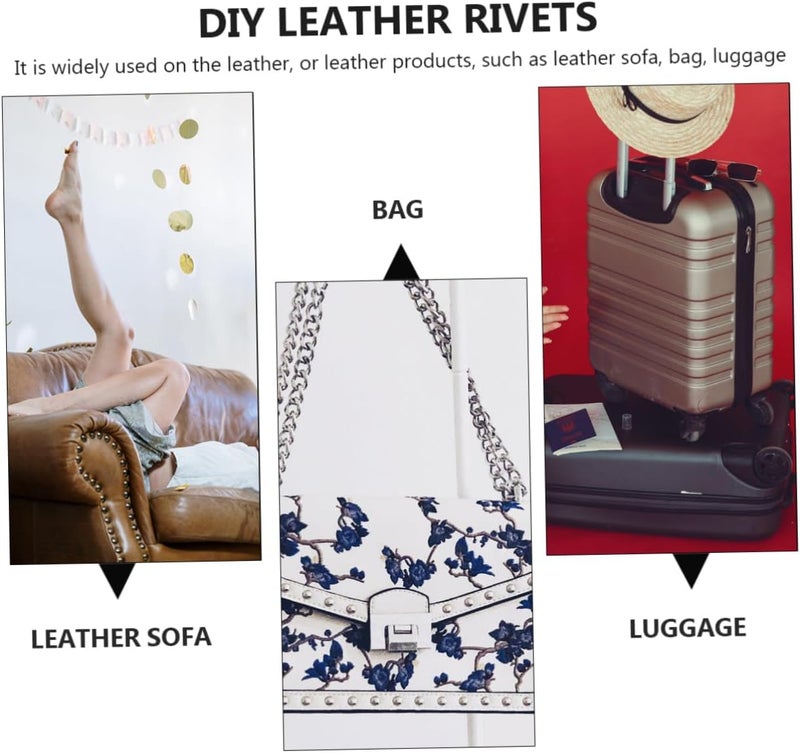 NUOBESTY 40sets Metal Leather Rivets Kit DIY Luggage Leather Rivet Kit Smooth Edges for Craft - Image 4