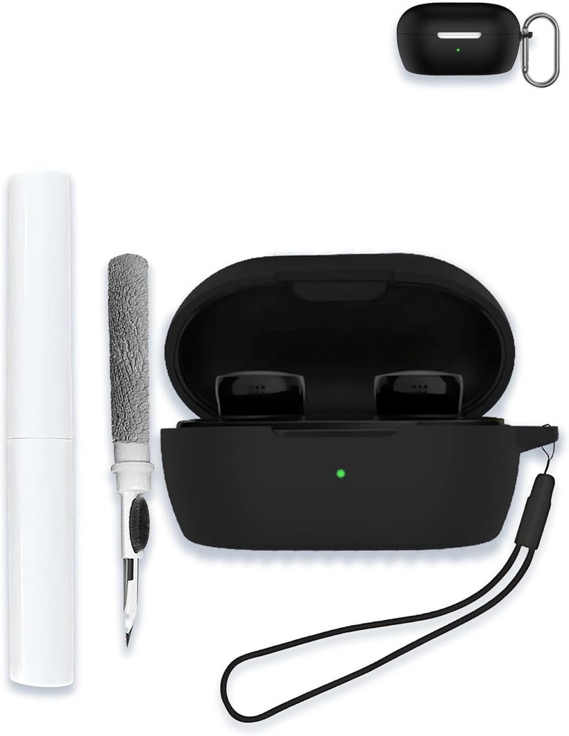 WUNIAK Case for Bose New QuietComfort Wireless Noise Cancelling Earbuds 2024, Soft Silicone Protective Portable Scratch Shock Resistant Shell with Cleaner Kit & Carabiner & Lanyard，Black - Image 1