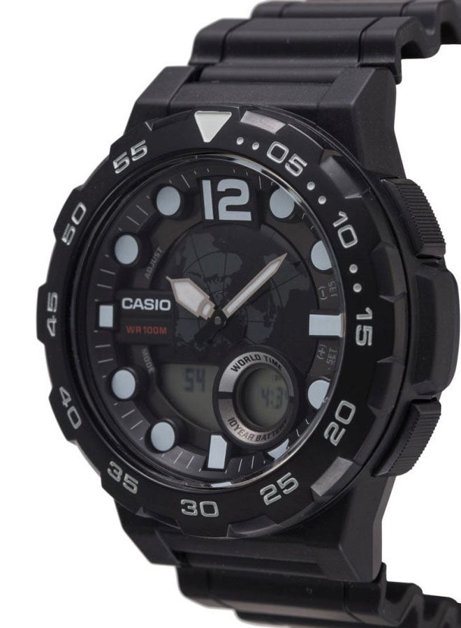 CASIO Men Diver Water Resistant Analog & Digital Watch AEQ-100W-1AVEF - 53 mm - Black - Image 4