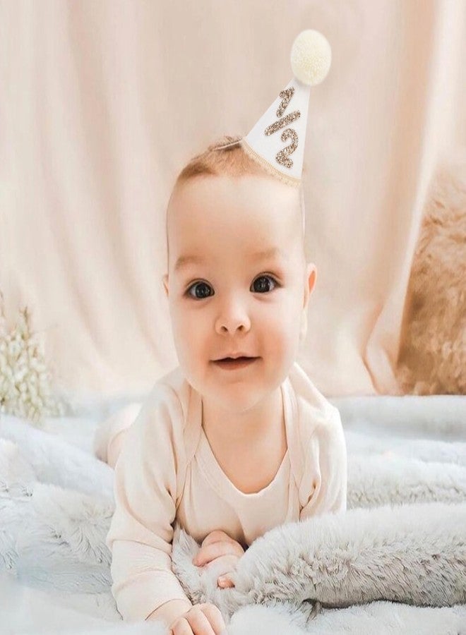 بيديد قبعة عيد ميلاد نصفية للبنات/الأولاد - زينة عيد ميلاد 6 أشهر، زينة نصف الطريق إلى عيد ميلاد كامل، زينة نصف الطريق إلى عيد ميلاد كامل (بيج) - Image 3