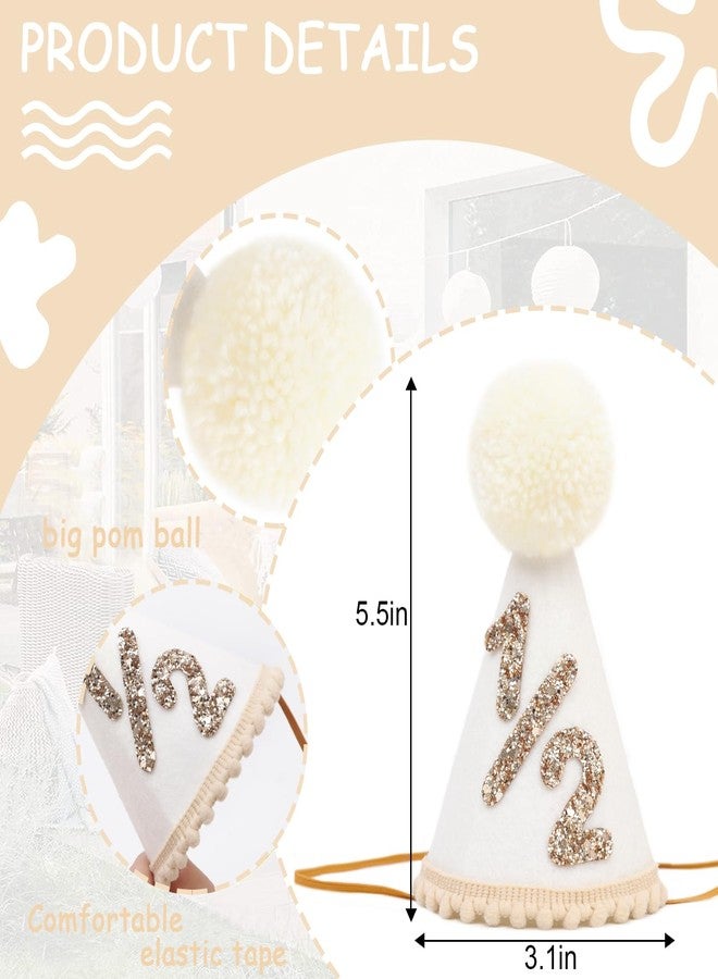 بيديد قبعة عيد ميلاد نصفية للبنات/الأولاد - زينة عيد ميلاد 6 أشهر، زينة نصف الطريق إلى عيد ميلاد كامل، زينة نصف الطريق إلى عيد ميلاد كامل (بيج) - Image 2