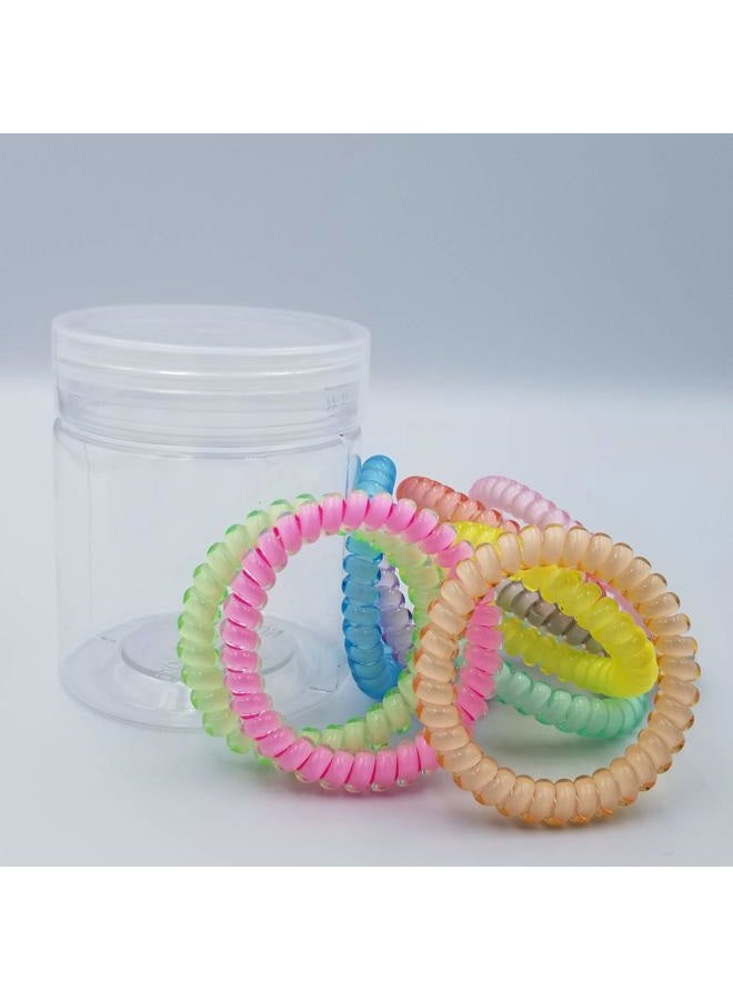 Hodooly Candy Color Hair Accessories: 10 Piece Coil Elastics, Multicolor No-Crease Telephone Cord Plastic Hair Ties for Women - Image 3