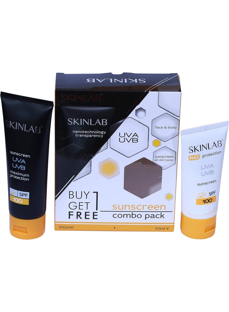 SKINLAB SPF100 Sunscreen Combo Pack, 100ml & 50ml - Image 1