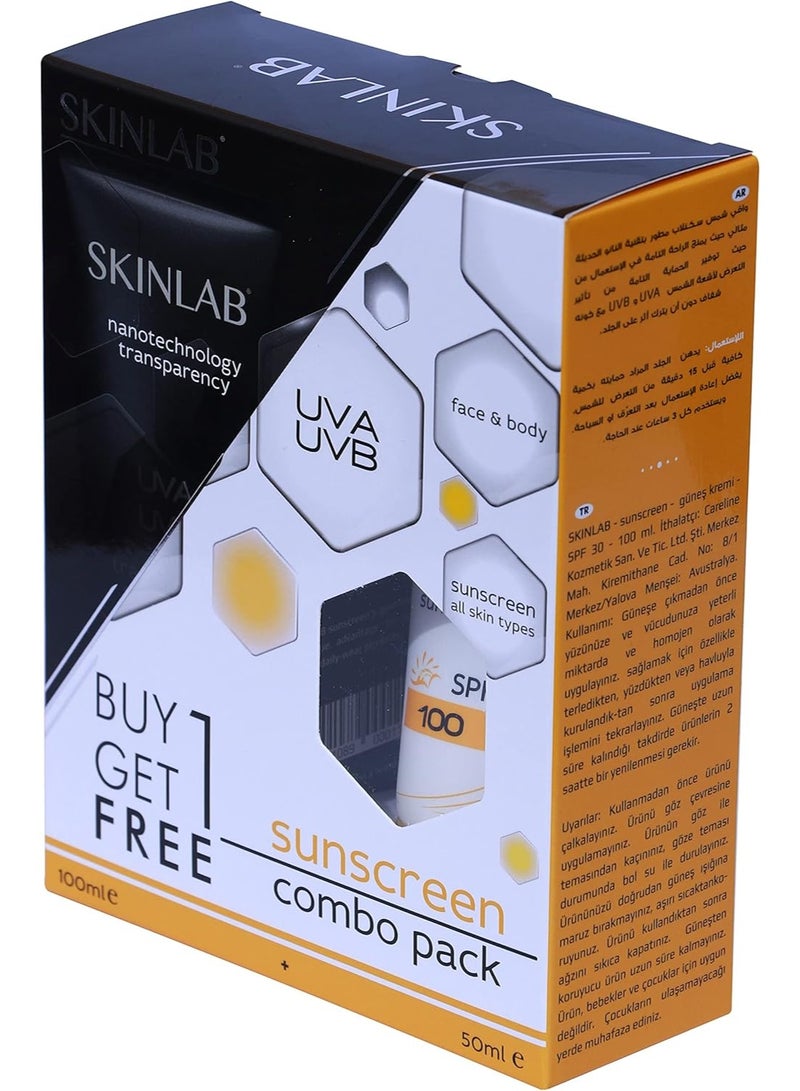 SKINLAB SPF100 Sunscreen Combo Pack, 100ml & 50ml - Image 3