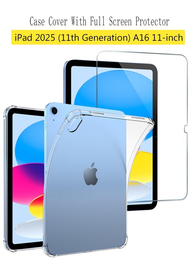 2 in 1 iPad 2025 (11th Generation) A16 11-inch Protection Pack - Ultra Clear Shockproof Case & Edge-to-Edge Screen Protector, 360 Degree Protection  - Image 1