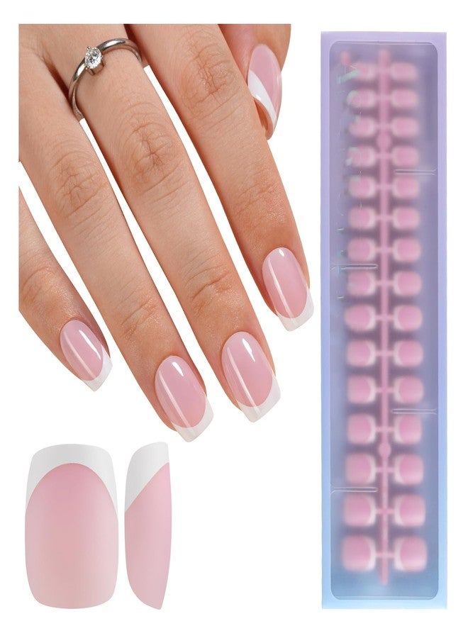 Misssix XBASICTIPS French Tip Press On Nails, 150Pcs French Gel Nail Tips Short Square Pink, Soft Gel Pre-shaped No Need to File 3 in 1 Tips, Fake Nails for Nail Art DIY Extension Designs 15 Sizes - Image 1