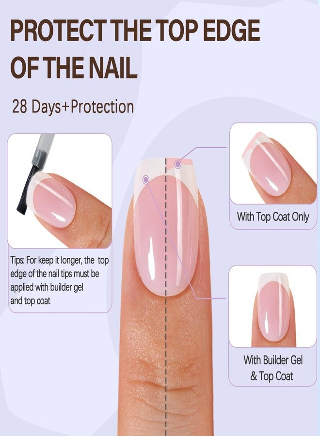 Misssix XBASICTIPS French Tip Press On Nails, 150Pcs French Gel Nail Tips Short Square Pink, Soft Gel Pre-shaped No Need to File 3 in 1 Tips, Fake Nails for Nail Art DIY Extension Designs 15 Sizes - Image 5