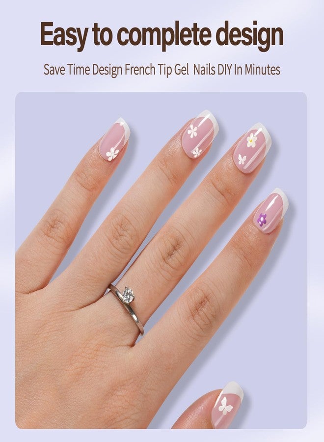 Misssix XBASICTIPS French Tip Press On Nails, 150Pcs French Gel Nail Tips Short Square Pink, Soft Gel Pre-shaped No Need to File 3 in 1 Tips, Fake Nails for Nail Art DIY Extension Designs 15 Sizes - Image 2