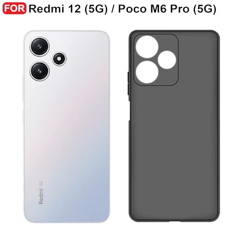CEDO Back Cover for Redmi 12 (5G) / Poco M6 Pro (5G) | Camera Bump Protection & Inner Velvet Fabric Lining | Ultra Slim Matte Soft Rubberised Case Cover (Black) - Image 3