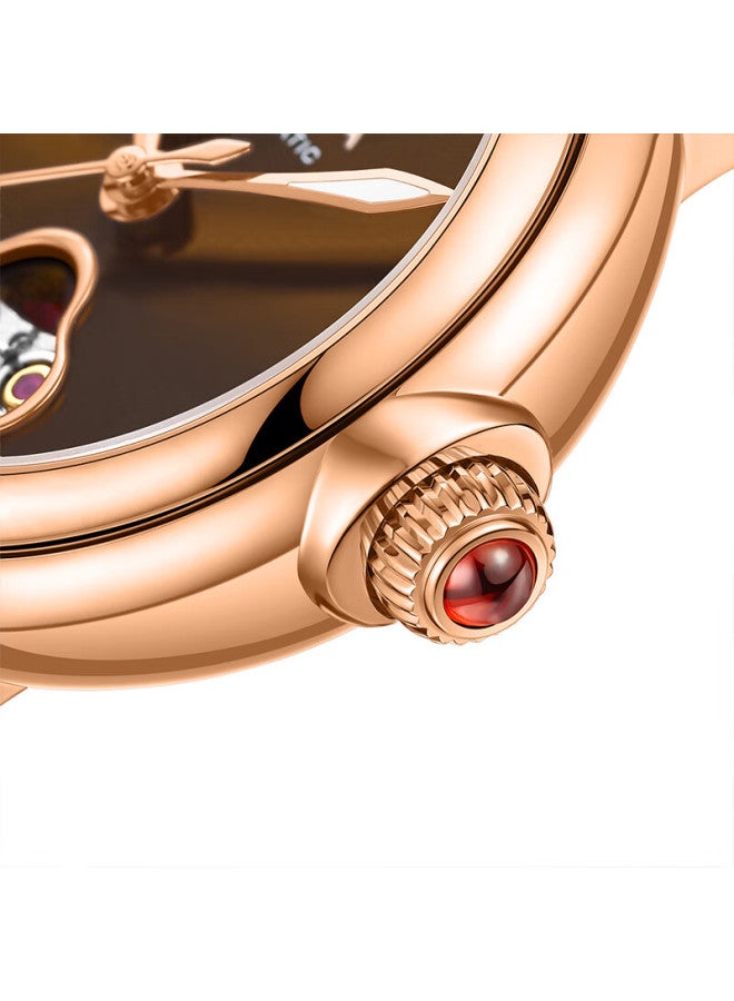 Fiyta "shishi Ruyi" Classic Brown Dial Mechanical Leather Strap Women's Watch With Pearl Bracelet Gift Box Holiday Gift For Wife - Image 3