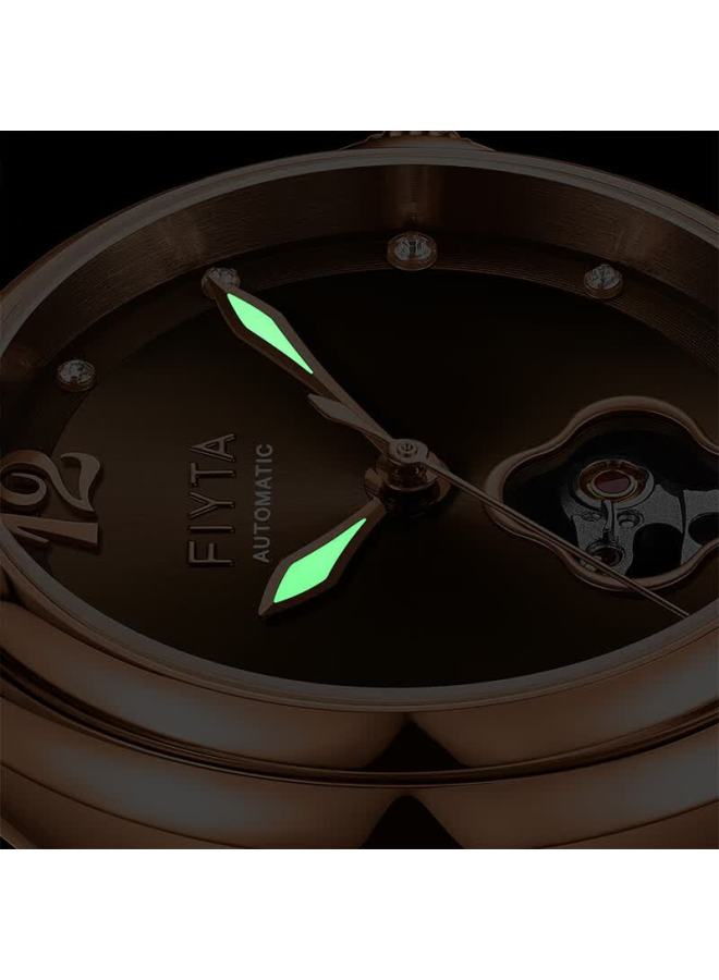 Fiyta "shishi Ruyi" Classic Brown Dial Mechanical Leather Strap Women's Watch With Pearl Bracelet Gift Box Holiday Gift For Wife - Image 4