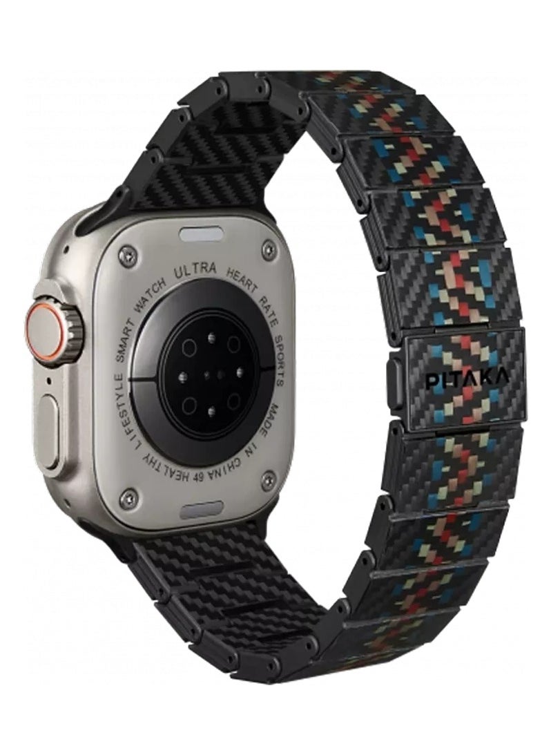 PITAKA - Carbon Fiber Modern Watch Band Gen 2 / Resistant to Scratch and Corrosion / Magnetic Clasp / Stronger but Much Lighter than Steel / Parent Products Apple Watch Series - Black Carbon - Image 1