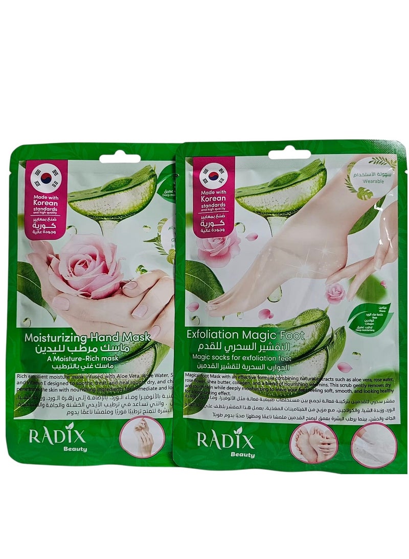 Magic socks for exfoliating feet and moisturizing hands
