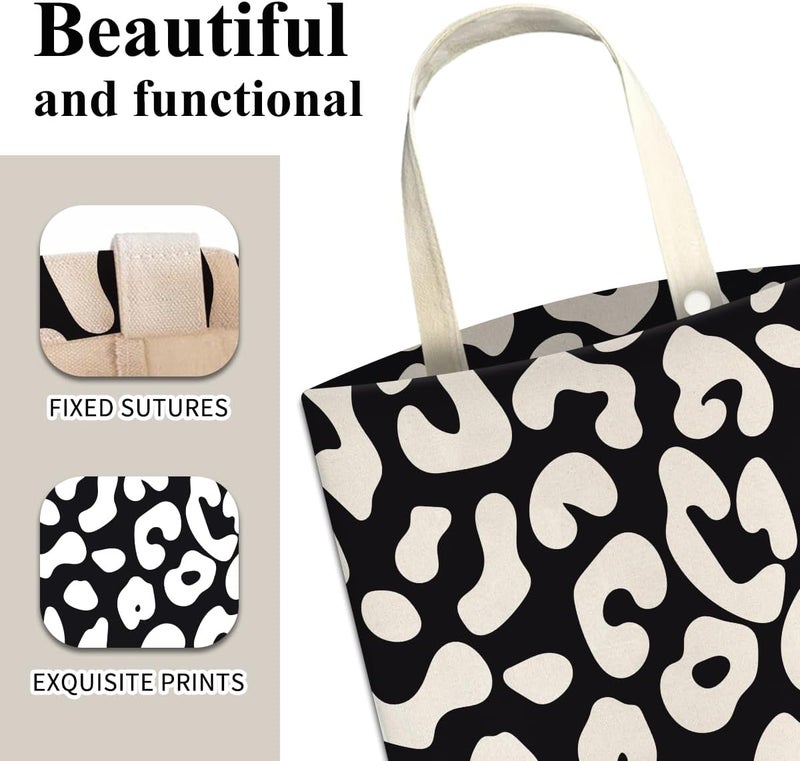 ABUIFDK Car Trash Can, Cute Car Trash Bag, Hanging Car Organizer and Storage Bag, Trash Bin for Car Accessories, Vehicle, Travelling, Camping Black White Leopard - Image 4