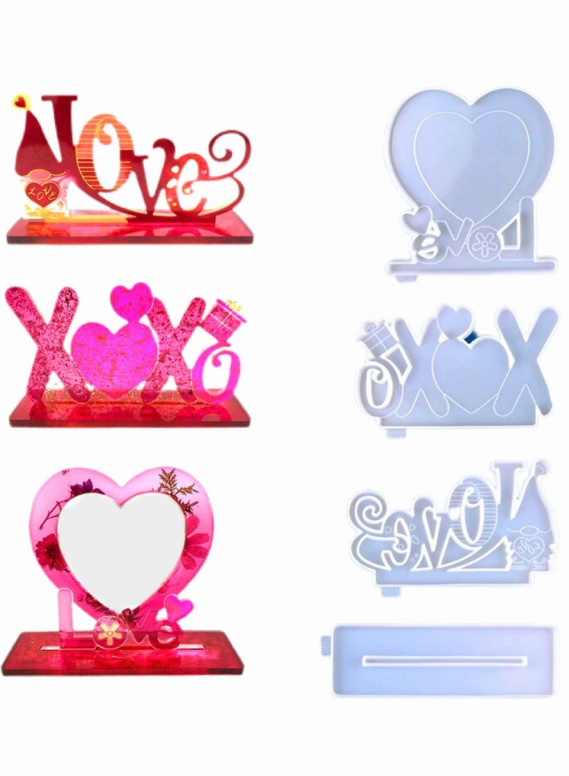 SYOSI Resin Casting Mould, 3D Letter Heart Text Shape Silicone Mould Set for DIY Photo Frames, Crafts, Key Rings, Home Decorations, Jewelry Making, Flower Preservation (3pcs, Heart Shape) - Image 1