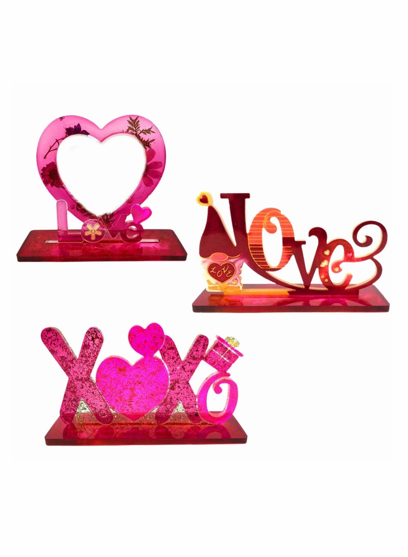 SYOSI Resin Casting Mould, 3D Letter Heart Text Shape Silicone Mould Set for DIY Photo Frames, Crafts, Key Rings, Home Decorations, Jewelry Making, Flower Preservation (3pcs, Heart Shape) - Image 2