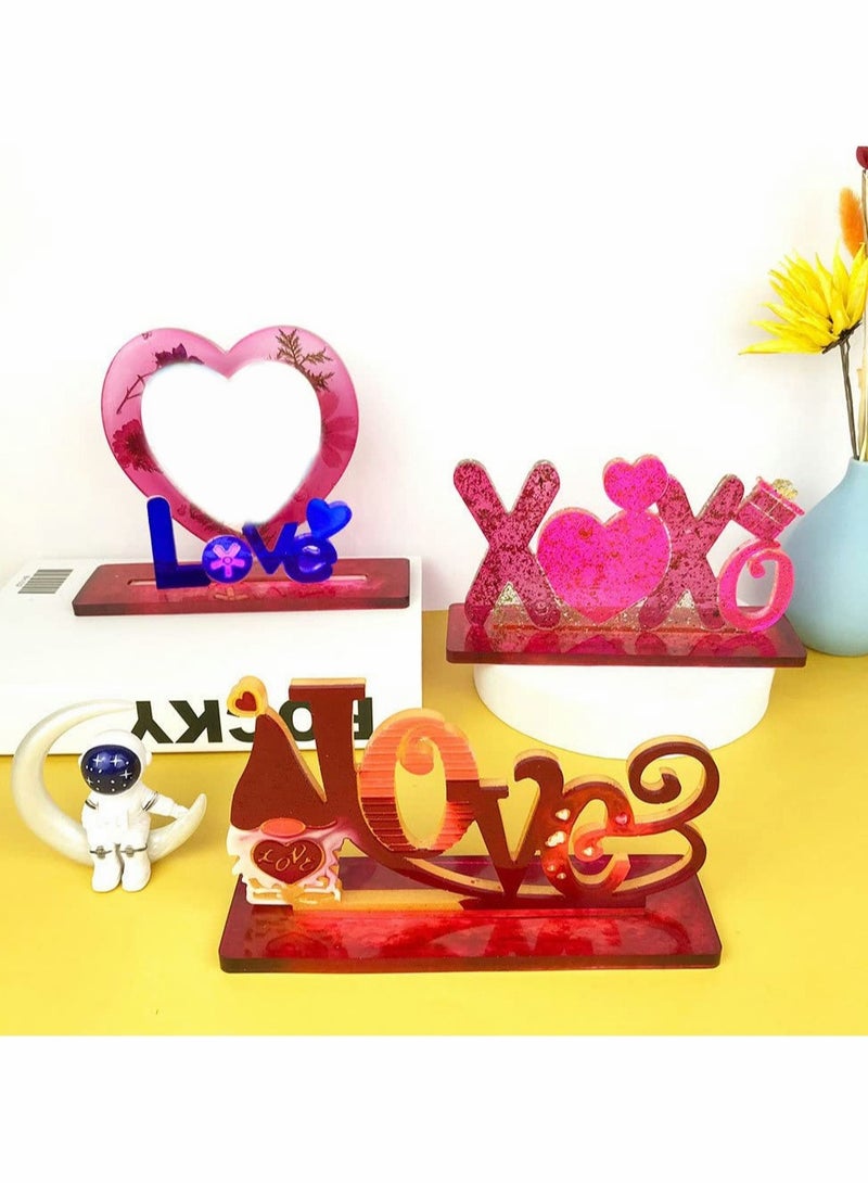 SYOSI Resin Casting Mould, 3D Letter Heart Text Shape Silicone Mould Set for DIY Photo Frames, Crafts, Key Rings, Home Decorations, Jewelry Making, Flower Preservation (3pcs, Heart Shape) - Image 3