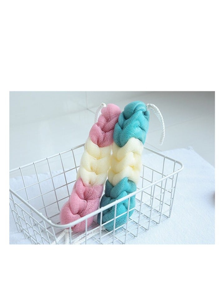 بروماس إسفنجة استحمام ودش للجسم، إسفنجة طويلة ناعمة من شبكة الدش، إسفنجة رغوية لتقشير الحمام، إسفنجة شبكية للاستحمام والدش لغسل الجسم للنساء والرجال (ثلاثة ألوان أوبتي) - Image 2