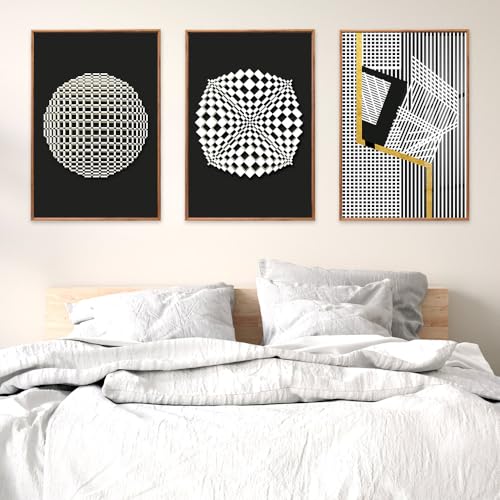 MPLONG Large Wood Grain Color Neutral Abstract Wall Art for Living Room, 3 Piece Boho Canvas Prints Paintings for Walls, Minimalist Geometric Pictures for Hallway Office Wall Decor 16" x 24" x 3 Pieces - Image 2