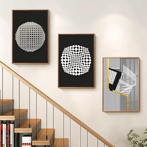 MPLONG Large Wood Grain Color Neutral Abstract Wall Art for Living Room, 3 Piece Boho Canvas Prints Paintings for Walls, Minimalist Geometric Pictures for Hallway Office Wall Decor 16" x 24" x 3 Pieces - Image 3