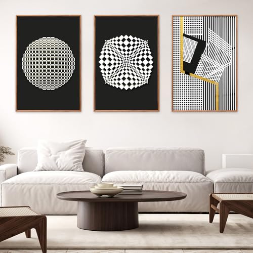 MPLONG Large Wood Grain Color Neutral Abstract Wall Art for Living Room, 3 Piece Boho Canvas Prints Paintings for Walls, Minimalist Geometric Pictures for Hallway Office Wall Decor 16" x 24" x 3 Pieces - Image 4