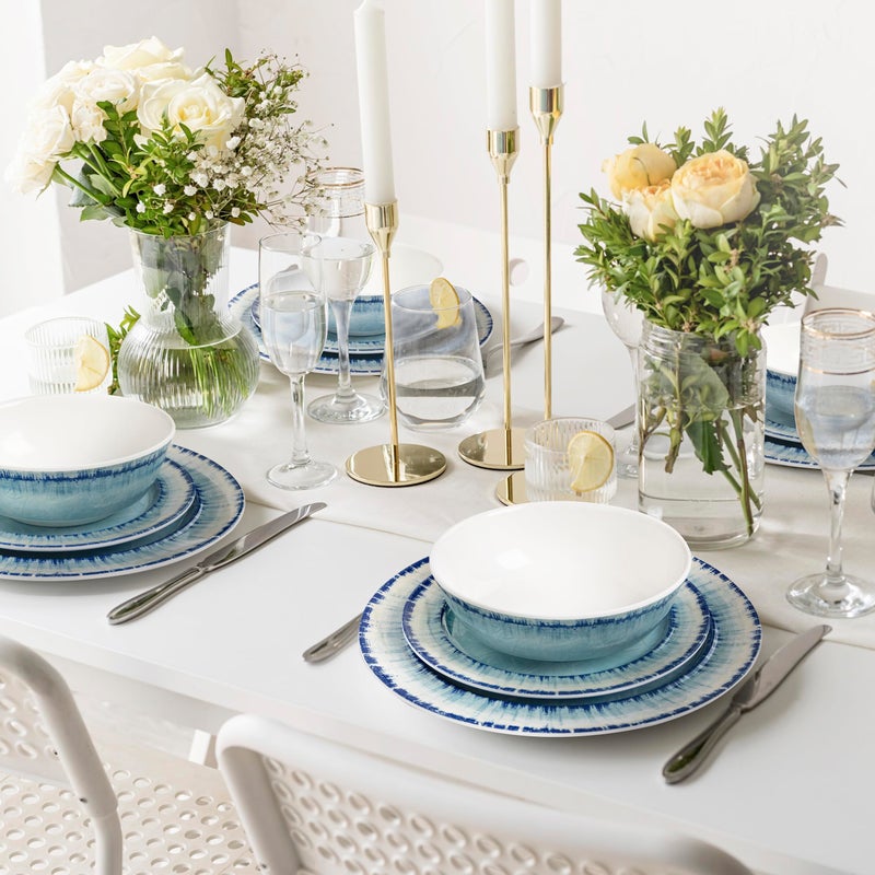 AELS Melamine Dinnerware Set of 12 Pcs Dinner Dishes Set for Indoor and Outdoor Use, Dishwasher Safe, Lightweight Unbreakable, BPA Free, Light Blue - Image 5
