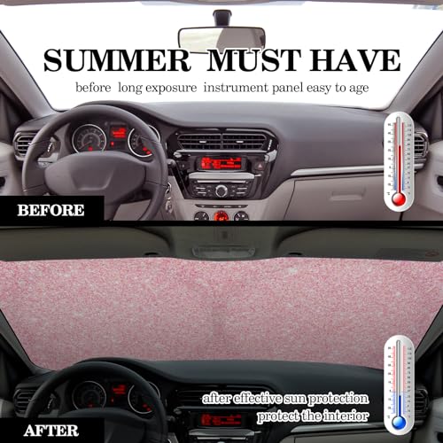 Woanger Windshield Sun Shade Foldable Car Front Window Covers for Car Accessories Sun Heat UV Rays Visor Protector Protection for Universal Cars SUV Truck(Pink Sequins) - Image 3