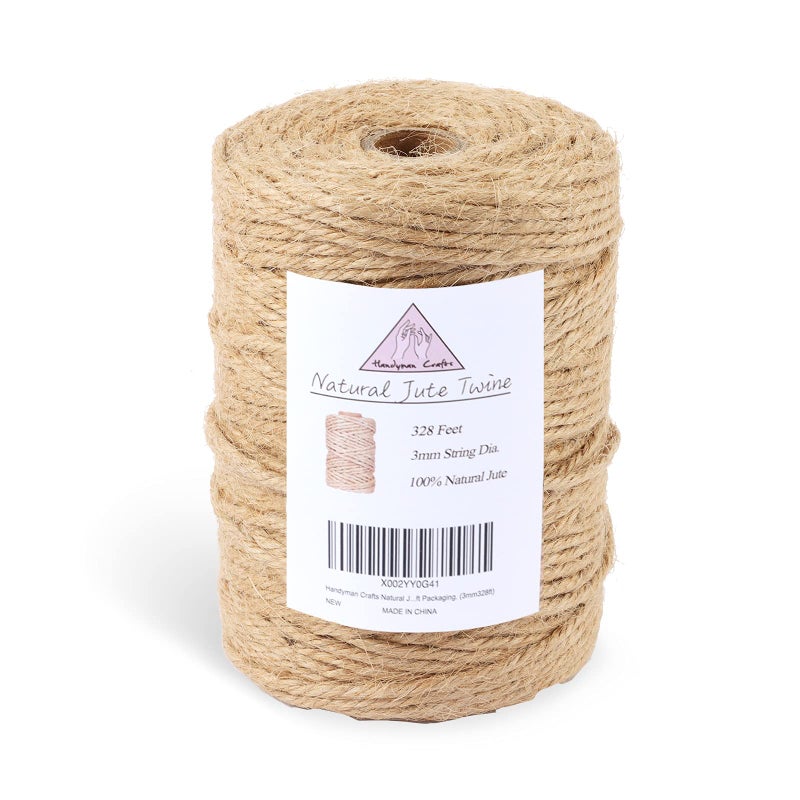 Handyman Crafts Natural Jute Twine Rope 15mm2mm3mm6mm Durable String for Handmde CraftsGardening ApplicationsHome GardeningCat Scratching PostGift Packaging 3mm328ft