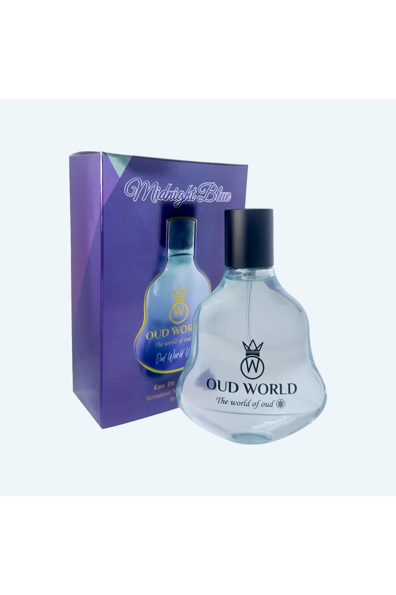 OUD WORLD Vibe Collection Midnight Blue Eau de Parfum | Fruity Floral Woody Perfume | Arabian Oud Inspired 50ml - Image 1