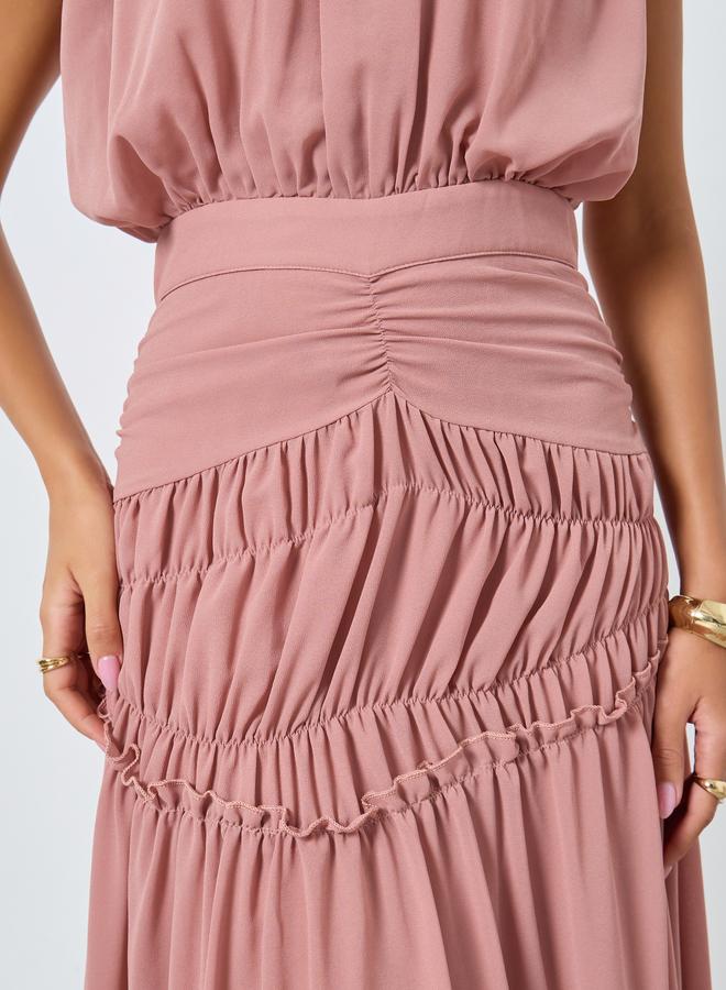 ستايلي فستان طويل بلا أكمام مع كسرات - Image 5