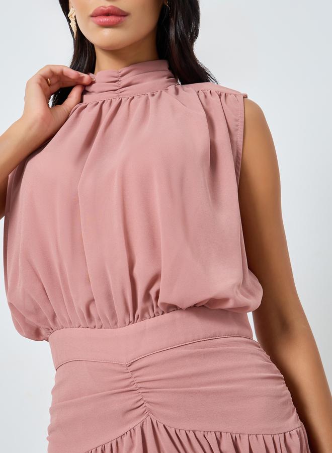 ستايلي فستان طويل بلا أكمام مع كسرات - Image 4