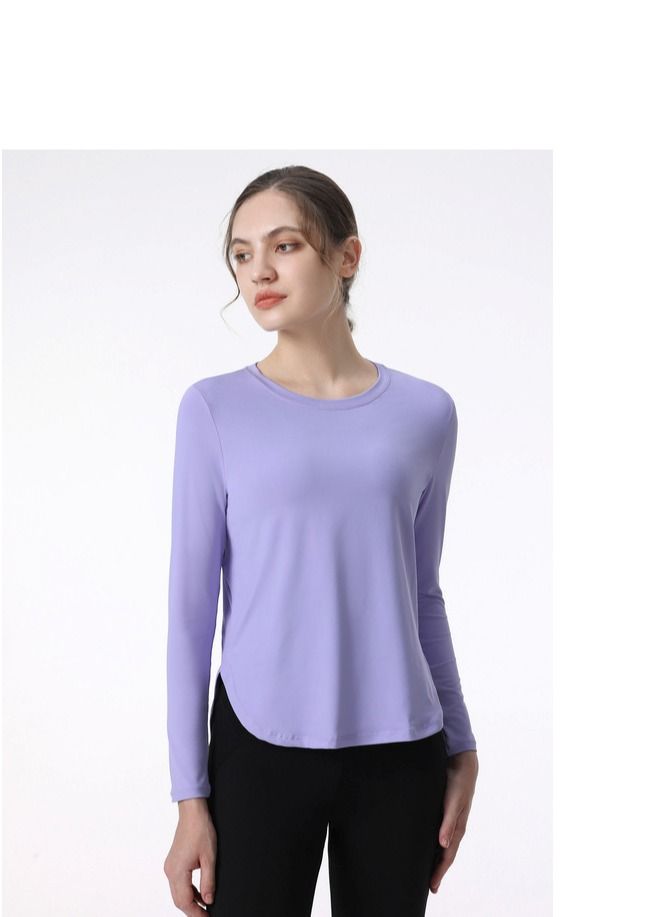 Loquat Fitness Exercise Running Speed Dry T-shirt Yoga Clothing Purple 