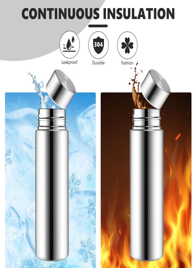 Vesici Mini Water Bottles 4.4 oz Cute Small Insulated Stainless Steel Purse Water Bottles Pocket Slim Flask Keeps Drink Cold and Hot for Women Lunch Bag Coffee(Silver,4 Pack) - Image 4