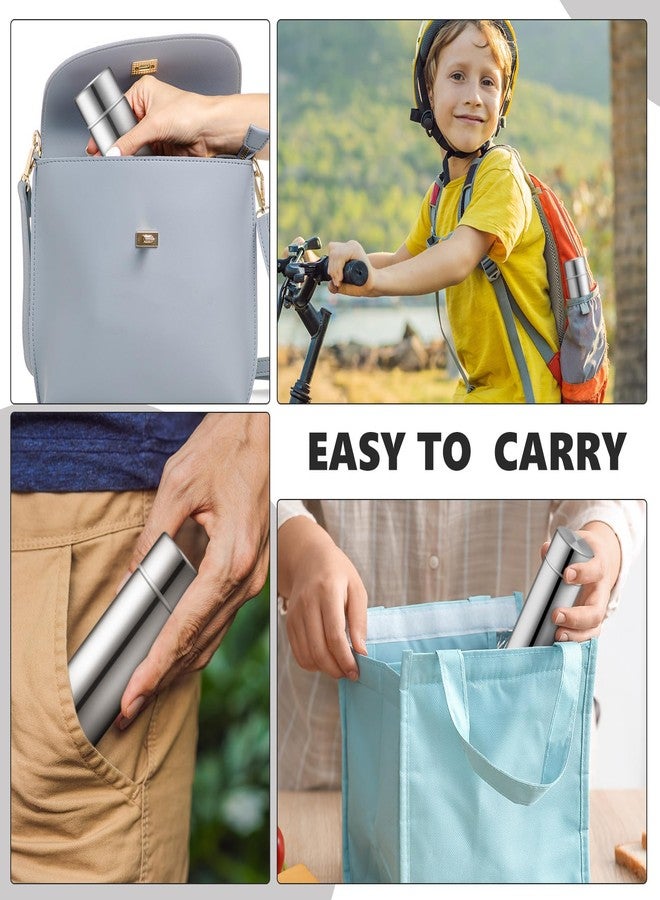 Vesici Mini Water Bottles 4.4 oz Cute Small Insulated Stainless Steel Purse Water Bottles Pocket Slim Flask Keeps Drink Cold and Hot for Women Lunch Bag Coffee(Silver,4 Pack) - Image 5