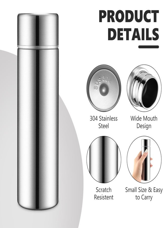 Vesici Mini Water Bottles 4.4 oz Cute Small Insulated Stainless Steel Purse Water Bottles Pocket Slim Flask Keeps Drink Cold and Hot for Women Lunch Bag Coffee(Silver,4 Pack) - Image 3