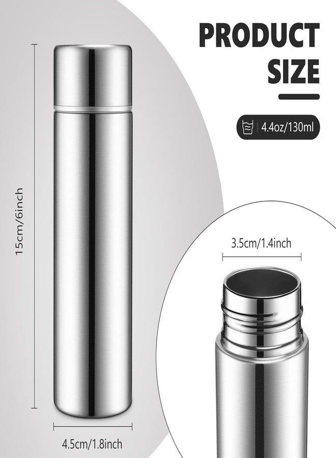 Vesici Mini Water Bottles 4.4 oz Cute Small Insulated Stainless Steel Purse Water Bottles Pocket Slim Flask Keeps Drink Cold and Hot for Women Lunch Bag Coffee(Silver,4 Pack) - Image 2