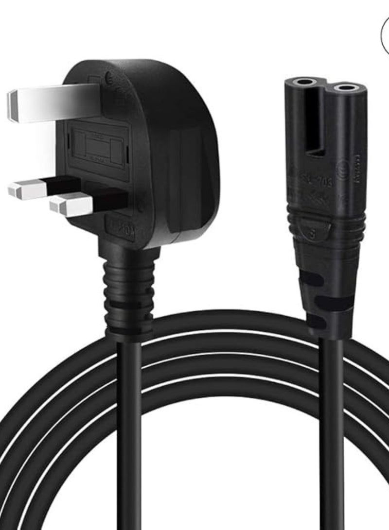 Smarties AE Universal 2-Prong Power Cable Cord (IEC C7 Figure-8) for HP Envy/OfficeJet, Canon Pixma/Maxify, Epson, Brother, Dymo, PlayStation (PS2/PS3/PS4), Xbox One X/S, and More - Image 1
