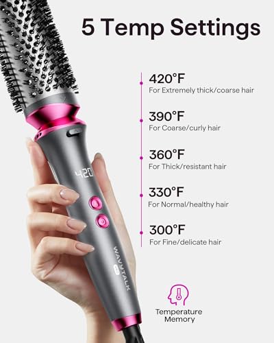 wavytalk Thermal Brush, Wavytalk Heatwave Pro 1.5" Ionic Thermal Brush with Bilateral Ionic Outlet for Less Damage, One-Step Shiny Blowout Look, Dark Grey - Image 5