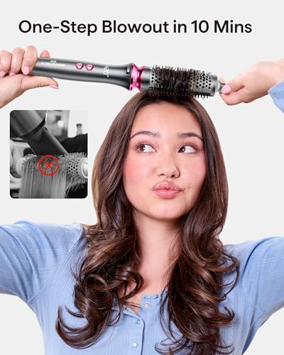 wavytalk Thermal Brush, Wavytalk Heatwave Pro 1.5" Ionic Thermal Brush with Bilateral Ionic Outlet for Less Damage, One-Step Shiny Blowout Look, Dark Grey - Image 2
