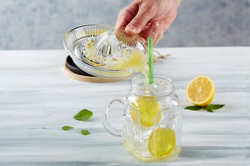 DESTALYA Lemon Squeezer | Citrus Juicer Hand | Crystal Reamer, Manual Extractor with Handle | Pour Spout for Fresh Fruit Juice Lime Orange | Heavyweight Clear Glass - Image 3